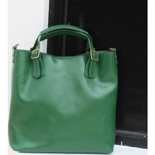 Retro Luxury Handbags Leather Women Totes Big Shoulder Messenger Bags Female Solid Genuine Leather Bucket Commute Composite Bags