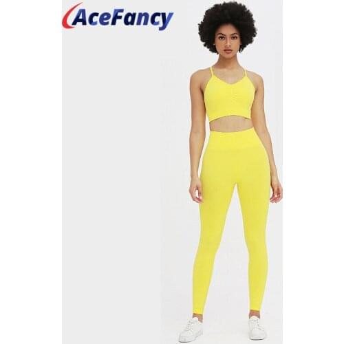 Womens Sports Bra And Leggings Set Acefancy ZC2426 High Waist Running Leggings Padded Push Up Sports Bra Women Two Piece Outfits