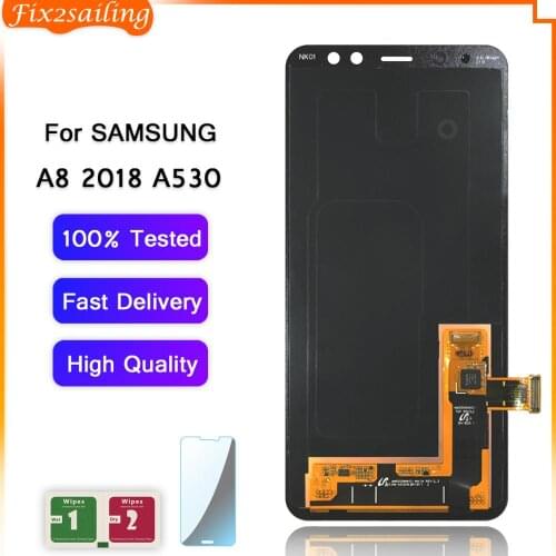 FIX2SAILING Super AMOLED LCD For Samsung Galaxy A8 2018 LCD Display Touch Screen Digitizer Assdmbly for A530 A530F A530DS A530N
