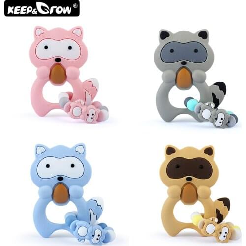 Keep&Grow 1pc Raccoon Silicone Bracelet Baby Teethers Teething Toy BPA Free Baby Bracelet Silicone Beads Pacifier Chain Gift