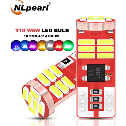NLpearl 2x T10 W5W Led 4014 SMD 6000K White WY5W 168 194 Led Signal Lamp Dome Reading License Plate Light Car Interior Light 12V