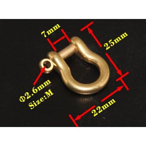5 Pcs width 7mm Solid Brass bow Shackle Joint Connect Key Chain Hook
