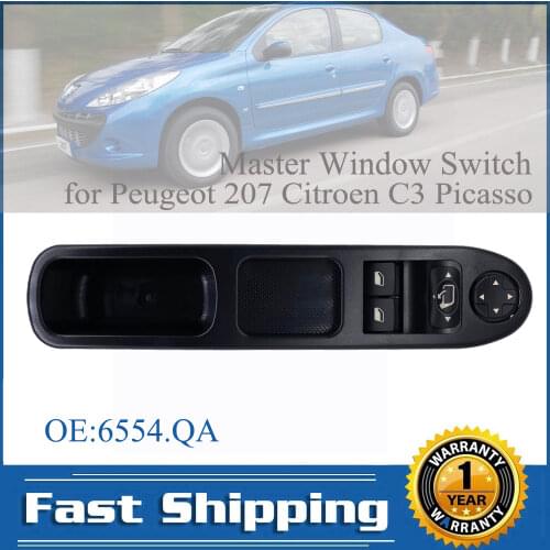 OE# 6554.QA 6554QA For Peugeot 207 207SW 207CC 2006 to 2019 Electric Power Window Control Switch Regulator Button Console
