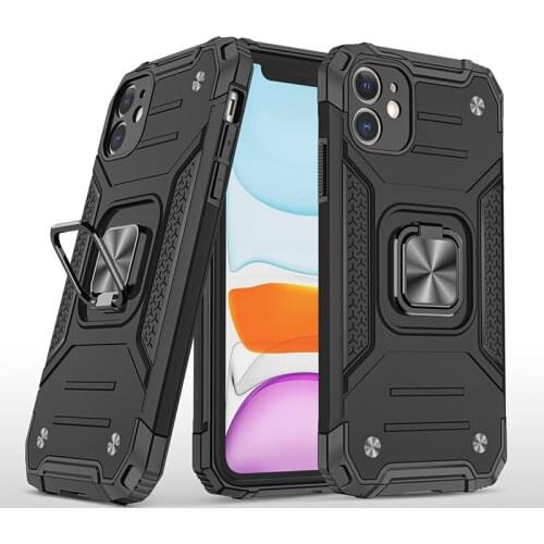 Combine PC TPU Finger Ring Armor Case for Iphone 12 Mini 11pro Max 6 7 8 Plus XS XR X Anti-knock Stand Phone Cover