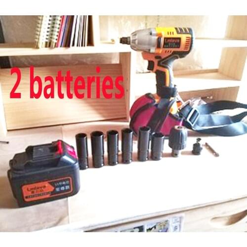 Brushless Electric Impact Wrench Lithium-Ion 2 Batteries 450Nm Torque