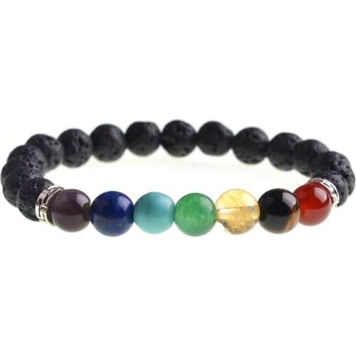 ASHMITA 2019 Lava stone 8MM 7 Chakra Stone Bracelet Man Fashion Women Gift For Girl Boy Beautiful Beads