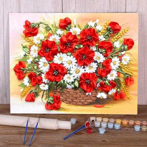 Poppy Flowers Coloring By Numbers Painting Set Acrylic Paints 40*50 Painting On Canvas Loft Wall Picture For Kids Handicraft