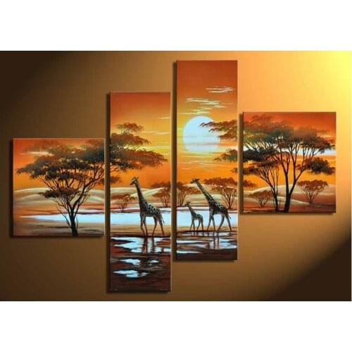 5d diamond embroidery Diy 4 pcs/set Landscape Tree Giraffe art Handmade diy 5d diamond Painting Home decor Wall Pictures sticker