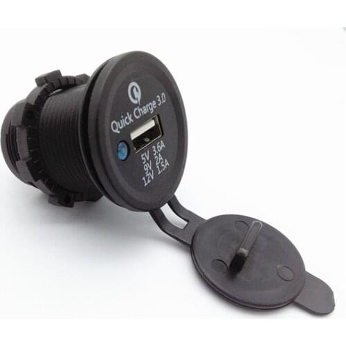 Motorcycle Car Charger Adapter 3.6A USB Quick Charge 3.0 12V-24V
