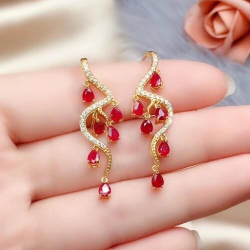 Elegant Engagement Gift Top Quality Ruby Earring Natural And Real 925 Sterling Silver Ruby Earring Fashion