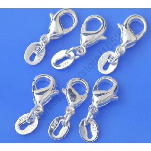 Jewelry Findings 50PCS 925 Sterling Silver Lobster Clasp+Jump Rings Fittings Connector Components Bulk