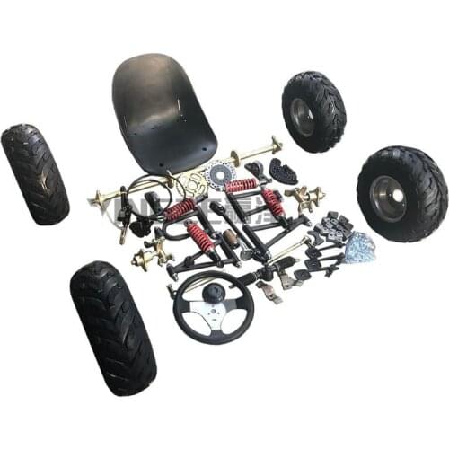 GO KART KARTING ATV UTV 1M Rear Axle Steering Gear Rack Pinion Swingarms Tie Rod Steering Wheel Brake Pump With 7" Wheels Seat