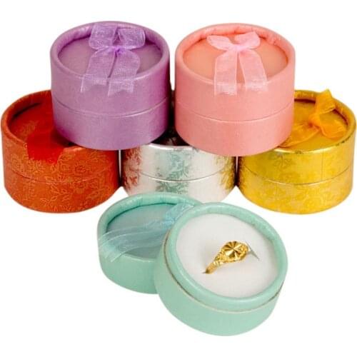 Hot Sale Round Jewelry Box Earring Rings Organizer Box Holder Bowknot Elegant Engagement Gift Package Jewelry Display Box