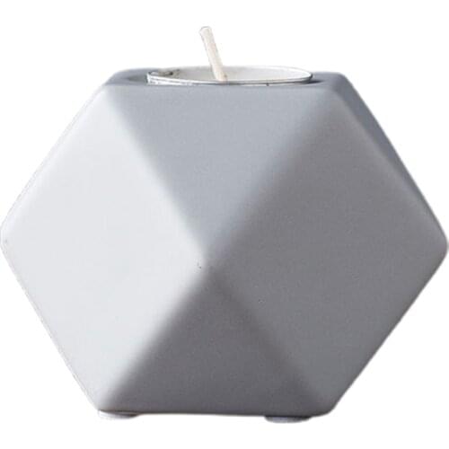 Ceramic Tealight Hexagon Shaped Geometric Candle Holder Elegant Candlestick