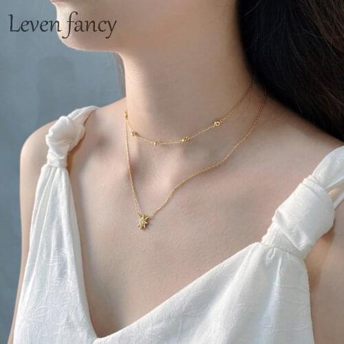 Korean Jewelry 925 Sterling Silver Short Chain Necklace Women Starry Cubic Zirconia Tiny Star Necklace Round CZ Choker