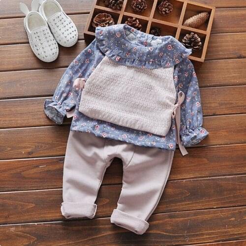 2020 Baby Girl Suit Autumn Baby Girl Princess Clothes Cute Girls Long Sleeve T-shirt Tops +trousers 2pcs Suit 70-100cm