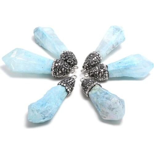 Hot Natural Crystal Pendants Charms for Jewelry Making DIY Accessories Fit Necklaces Bracelet Earrings 10x30-15x40mm
