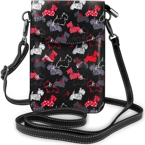 Westie Print Mini Purses And Handbags Scottie Terrier Phone Bags Leather Messenger Pouch Female Crossbody Shoulder Bag For Women