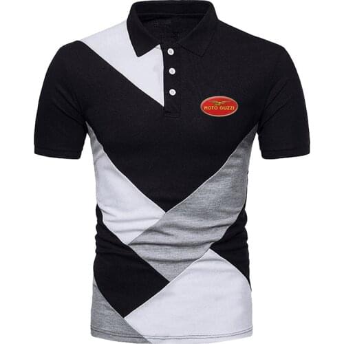 Mans 2021 New Summer Moto Guzzi Logo Print Comfortable T-shirt Short Sleeve Polo Shirt Fashion Breathable Hip Hop Stitching Tee