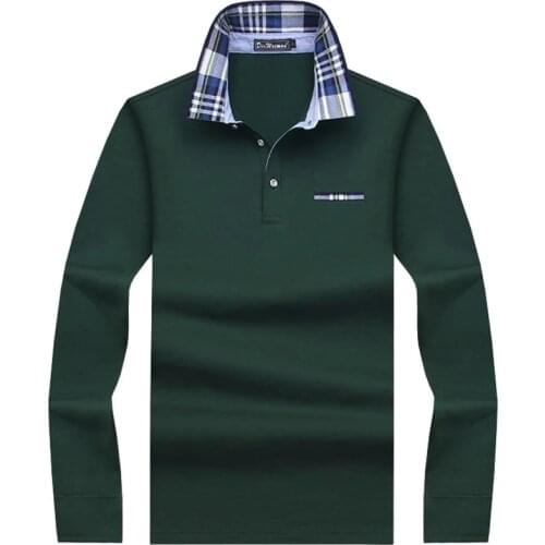 Mens Polo Long Sleeve autumn Lapel business Casual Loose Large Pure pocket Top Mens S S - 6XL 8XL 9XL10XL