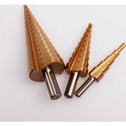 3pcs Hss Step Cone Drill Bits Set Hole Cutter 4-12 4-20 4-32mm Hex Shank Straight Groove Step Drill Bit Great For Sheet Metal