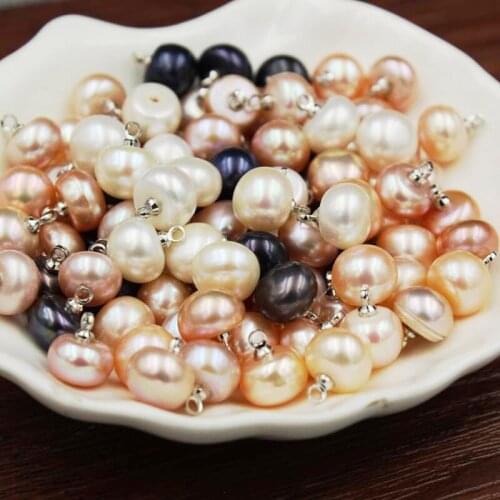 9-10mm Natural Freshwater Pearls Stylish Pendant Button Loose Beads New Fashion Jewelry Making DIY Necklace Bracelet Accessories