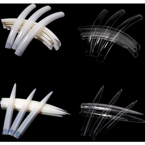 Extra Long Pointy Stiletto False Nail Tips C Curved Nails Transparent/Natural Long Square Acrylic Nail Art Tips Manicure Designs