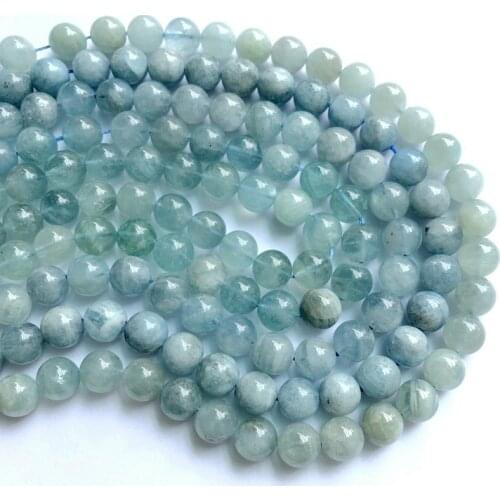 Semi-precious Stone Natural Aquamarines Beads 10mm Round Gem stone jewelry loose bead,15" strands