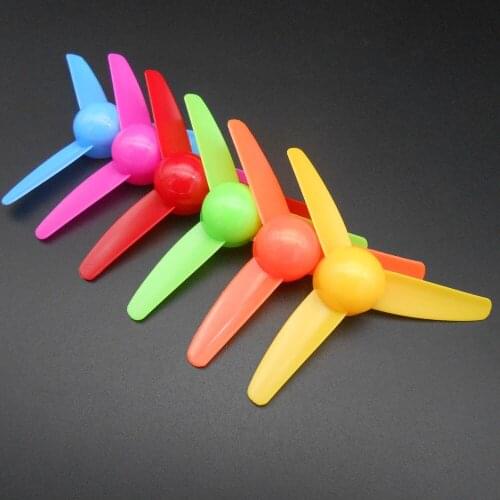 100Pcs 8CM 3-Blade Propeller Plastic 3 Leaves Helix OARS Aperture=2mm 1.95MM Dia 80mm Yellow Orange Green Blue Red Pink TH. 14MM