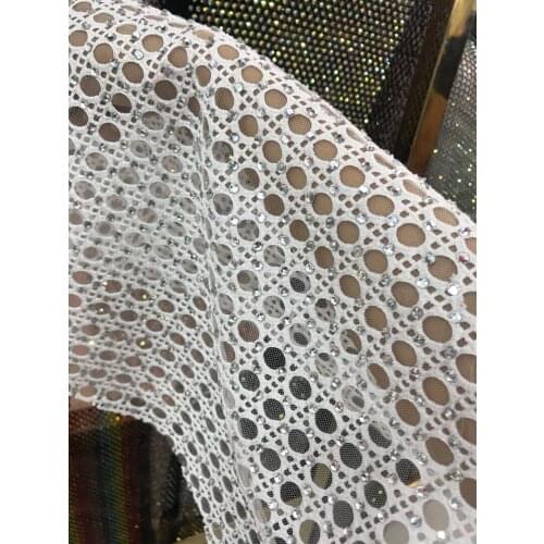 Luxury embroidery tulle mesh lace fabric with rhinstones good quality J-828818 for party dress