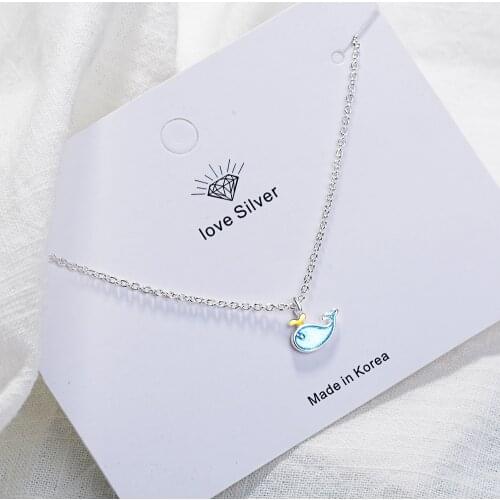 925 Sterling Silver Blue Whale Pendant Necklace For Best Friends Forever Animal Jewellery Gifts Wholesale S-N291