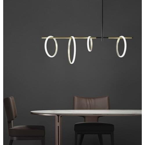 Nordic minimalist designer modern living room dining room bedroom villa front desk halo circle magnetic line chandelier