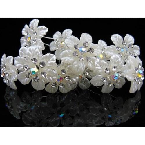 60 Pcs Wedding Bridal Rose Ivory Flower Crystal Hairpin Hair Pins Hair Clips