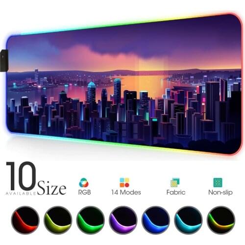 Cityscape Led Mouse Pad RGB Play Mat with Backlight Gloway Gaming Accessories Pads Lights Carpet Mouse Xxl Rgb Alfonbrillas Pad