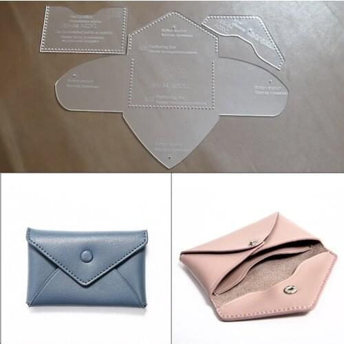 1Set DIY Kraft Paper Template New Stylish Simplicity Coin Purse Card Package Leather Craft Pattern DIY Stencil Sewing Pattern
