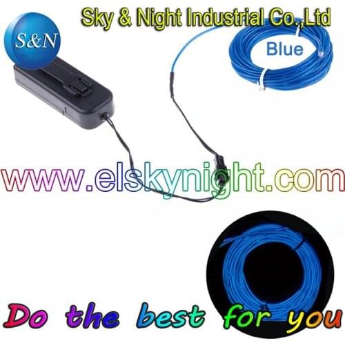 Three years guaranteen Wholesale 3M Flexible Light EL Wire Rope Tube-Blue color with 3V Controller