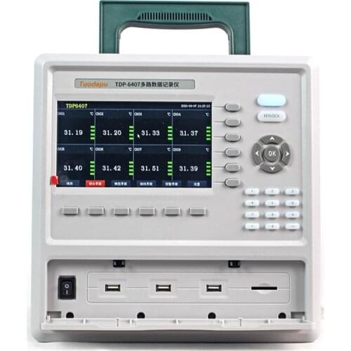 Tuodapu TDP6407 Multi-Channel Temperature Measuring Inspection Instrument Humidity Tester LCD Paperless Data Recorder