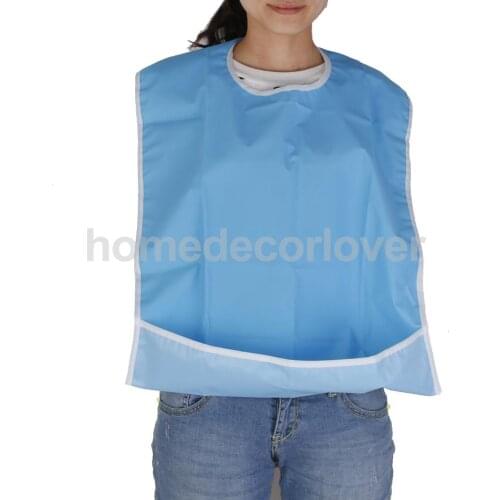 5pcs Waterproof Adult Mealtime Eating Bib Clothing Suit Protector Elders Old People Disability Aid Apron - Blue