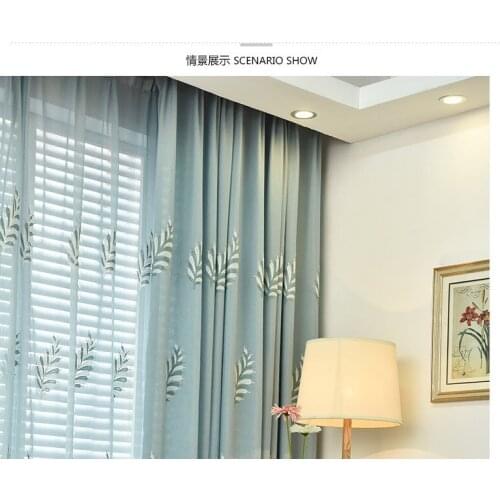 Barley Flower Embroidered Curtain Pastoral Style Semi-Blackout Curtains for Living Room Bedroom Treatment Home Decoration Custom