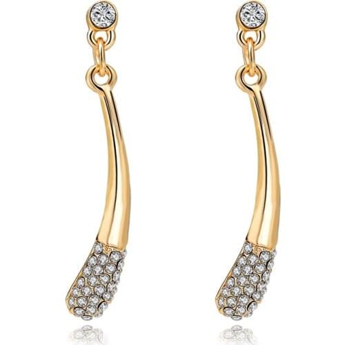 Low 2019 New Arrive Rhinestone Crystal Long Earrings For Women Fashion Jewelry Gold Stud Earrings Bijoux SER150097