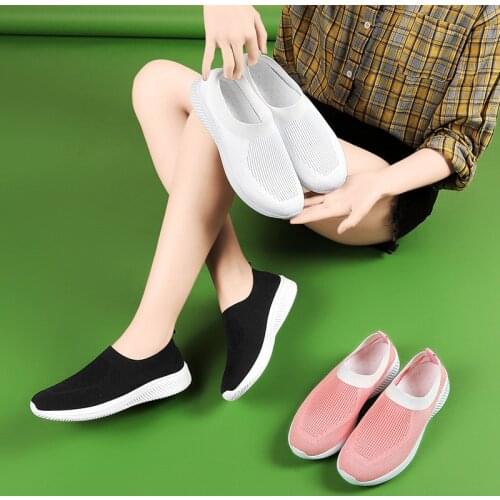Large Size 45 Socks Sneakers Flat Shoes Womens Shoes Non-slip Thick-soled Sneakers Women Casual Breathable Mesh Socks 2021