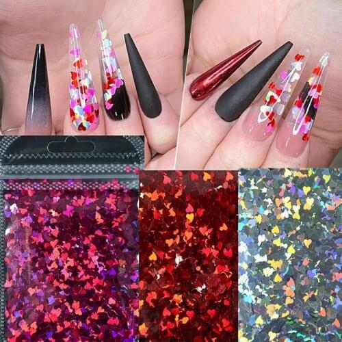 1 Bag -3mm Heart Glitter Holographic 12Colors Polyester Chunky Glitter Heart for face,body hair and nail supplier Loose glitter