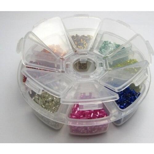 100 gram (6000pcs) Glass Tube Bugle Seed Beads 2X2mm +Storage Box