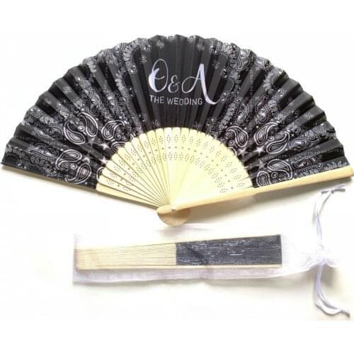 100PCS Customized Bride & Grooms Picture Silk Wedding Fans Hand Held Home Decorations Baby Shower Party Favors