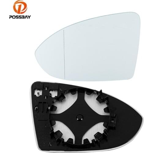 POSSBAY 2Pcs Rear View Mirror Glass Heated Door Wing Mirror White Glass Replacement Parts for Volkswagen Golf VII MK7 2013-2020