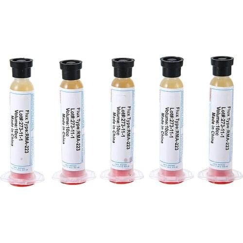 5pcs High Quality 10cc RMA-223 Mayitr Syringe Solder Paste Flux Grease Soldering Pastes 95*35*23mm for PCB BGA PGA SMD Reworking