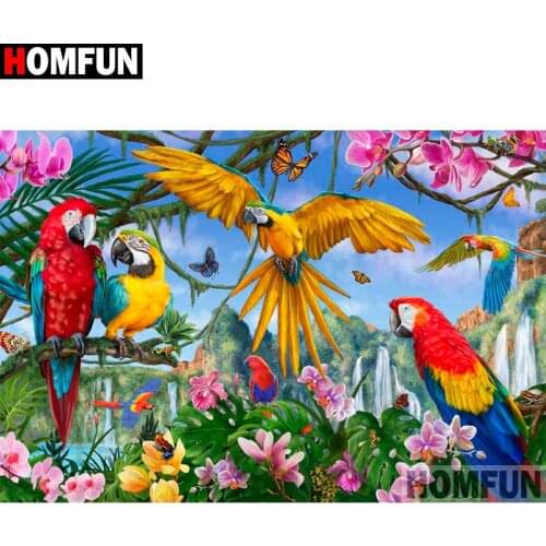 HOMFUN Art 5D Diy Diamond Painting "Parrot bird animal" Diamond Pictures Cross Stitch 3D Rhinestone Embroidery Decor A30103