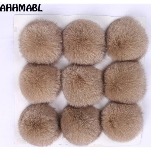 9 Pieces Big Natural Fox Fur Pom Poms 10cm Ball Pompom DIY Winter Brand New For Womens Knitted Hats Skullies Beanies Boots