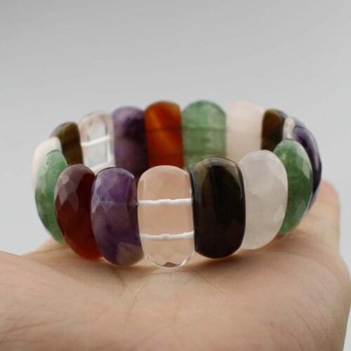 Mixed natural stone bracelet : amethyst, green aventurine jade, red agate, tiger eye natural gemstone bracelet for woman