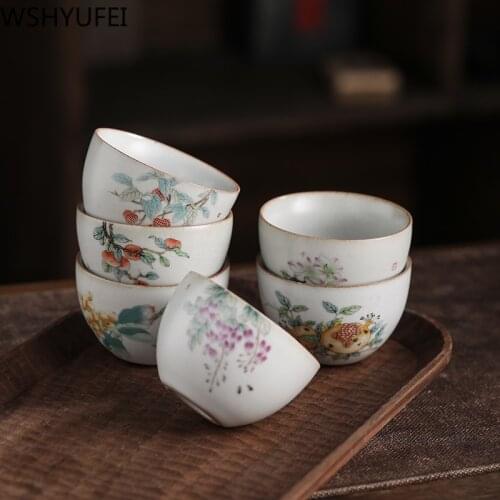 NLSLASI 1pcs Jingdezhen Tea set TeaCup Chinese style Retro Ceramic CupS Personal Single Cup Pu'er Tea Set Coffee drinkware